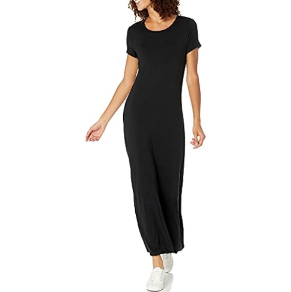 Black Maxi Short Sleeve Dress